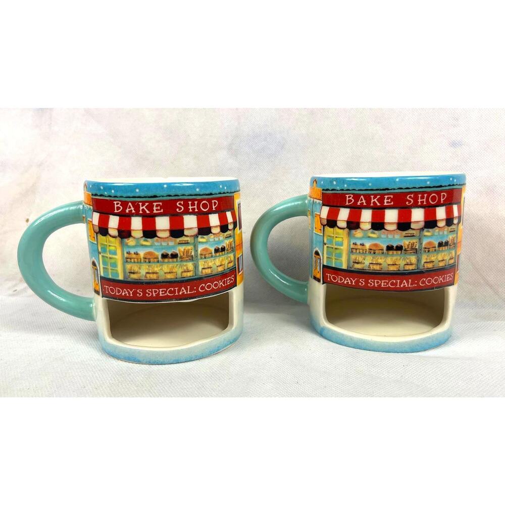Bake Shop & Book Store Mugs, Room for Cookies Set Barnes & Noble - One Chipped